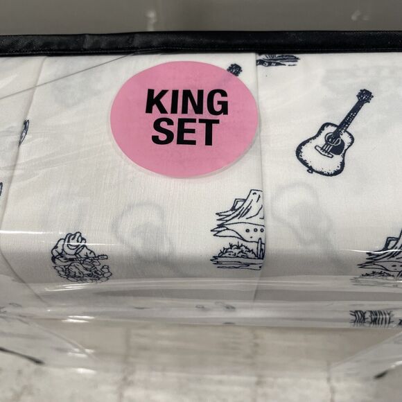 Wrangler 6 pc KING Washed Soft Sheet Set Western Desert Cowboy Guitar Cactus NEW - Picture 6 of 10